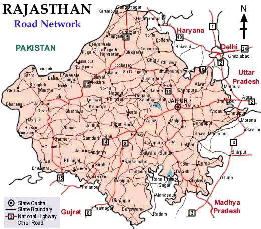   Rajasthan Road Network Map 